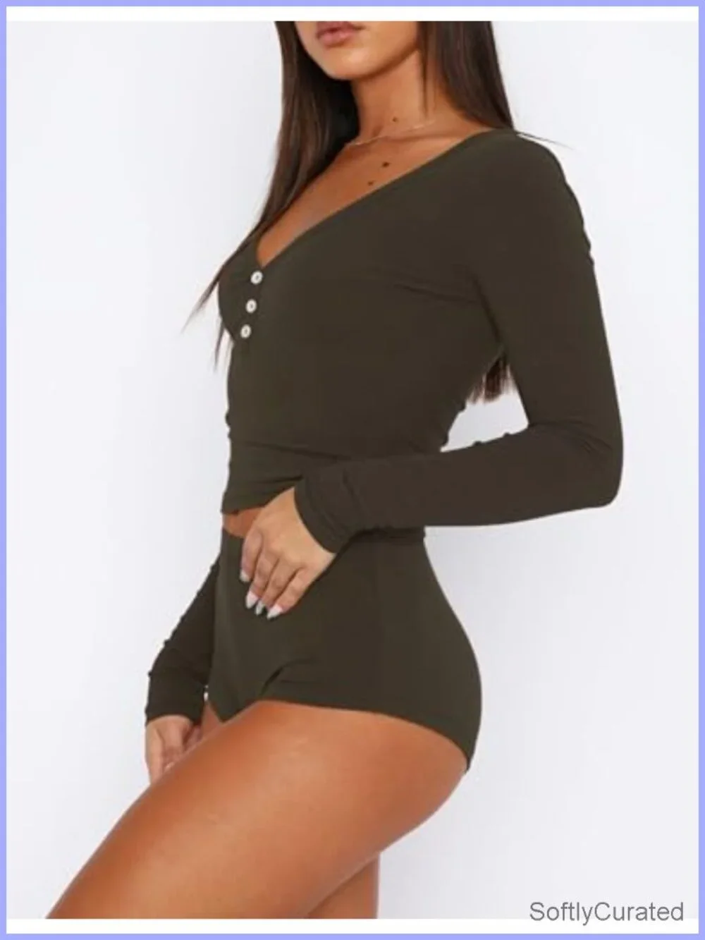 Ribbed Knit Modal Pajama Set - Crop Top & Shorts Lounge Set